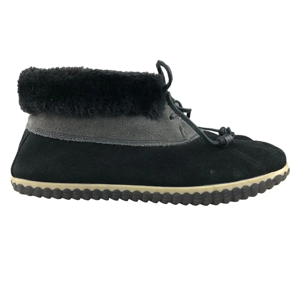 Sperry Women's Size 9M Top Sider Elayna Black Leather Faux Fur Duck Boot Booties